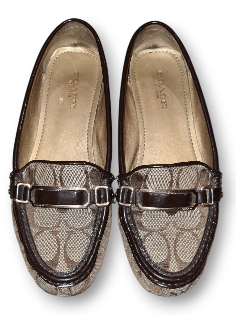 VINTAGE COACH LOAFERS SLIP ON SHOES LADIES SIZE 5.5 FLYNN BROWN SIGNATURE LOGO